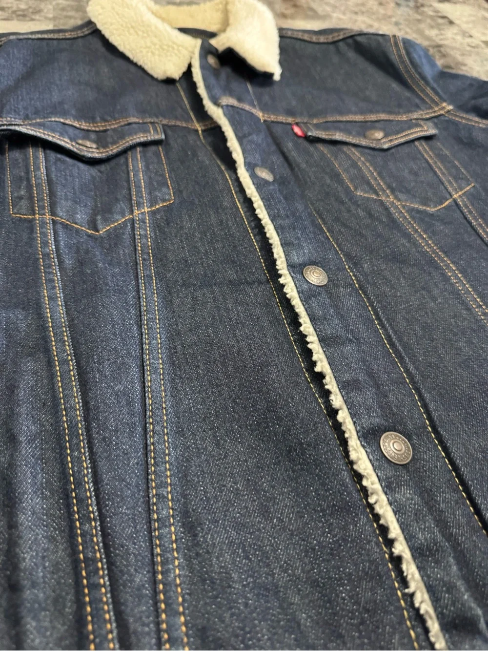 Levi's Dark Blue Denim Sherpa Collar Jacket - Picture 4 of 6